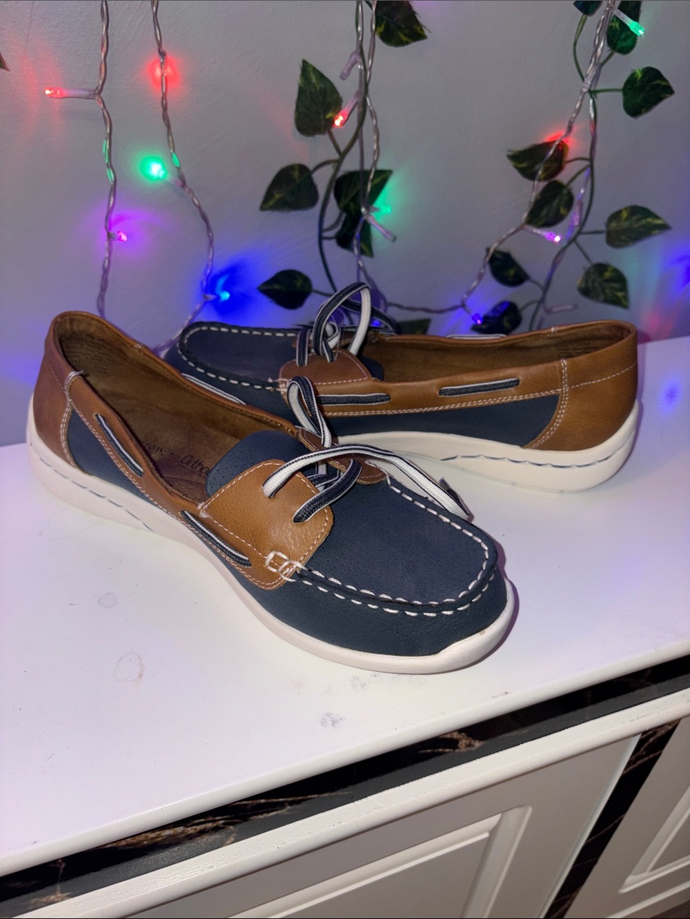 croft & barrow Navy and Tan Slip-On Boat Loafers - Picture 8 of 9